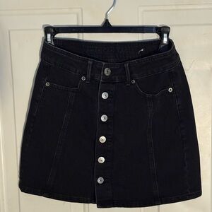 American Eagle Outfitters Black Button-Front Mini Skirt